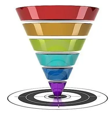 a multicolored funnel with a point in the center