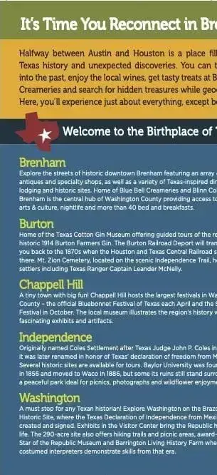 a blue and white text with a red star