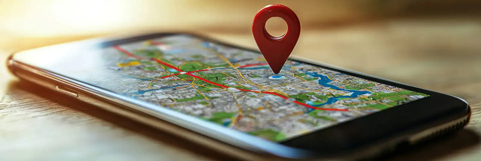 Smartphone displaying a location pin used in geofencing marketing campaigns